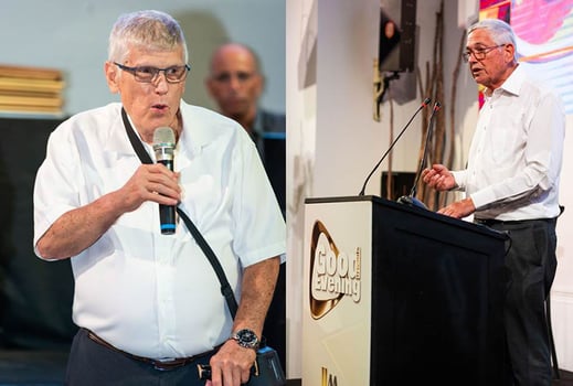 מימין לשמאל: פרופ׳ יהודה כהנא ואבי בר-אור, צילום: מור שקיפי